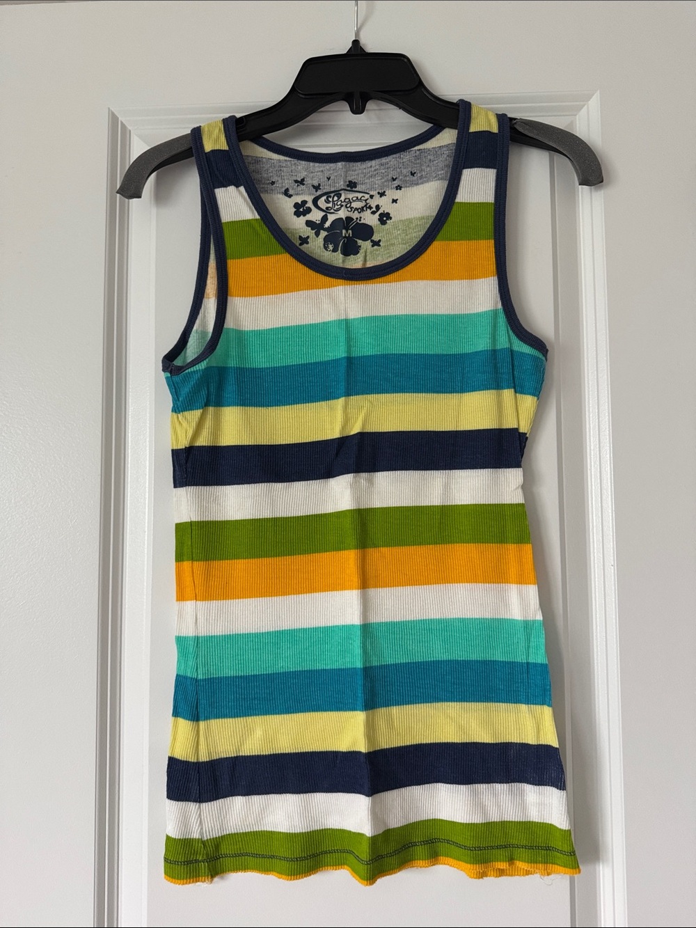 Juniors Medium Striped Multicolor Tank Top - Bright Summer Stripes